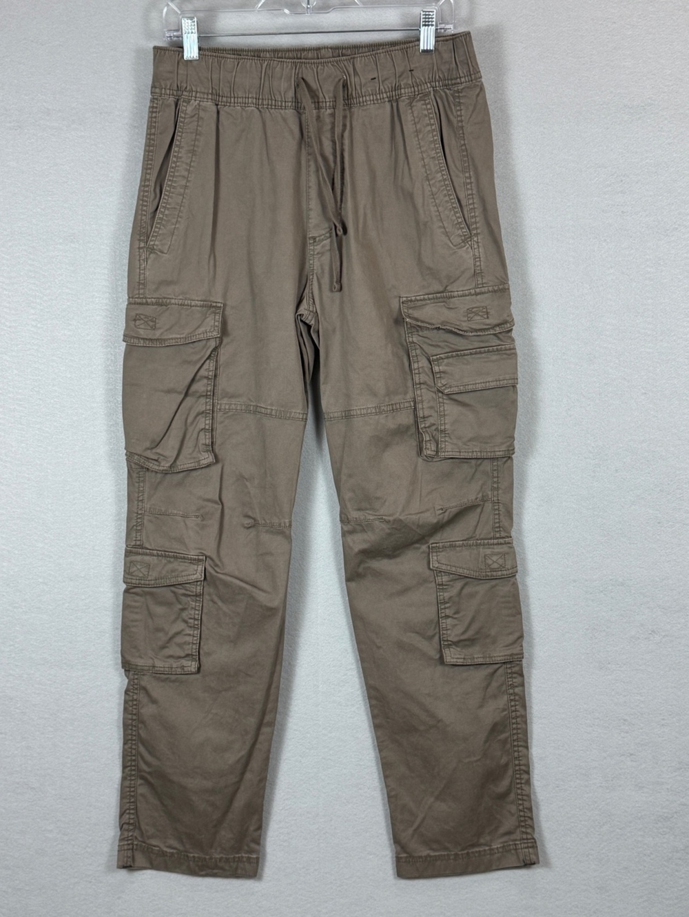 Hollister Slim Straight Cargo Pants Men M Brown Elastic Waist Drawstring